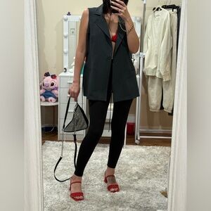 Lisa Jo Charcoal Pinstripe Sleeveless Belted Blazer Vest Size 13/14